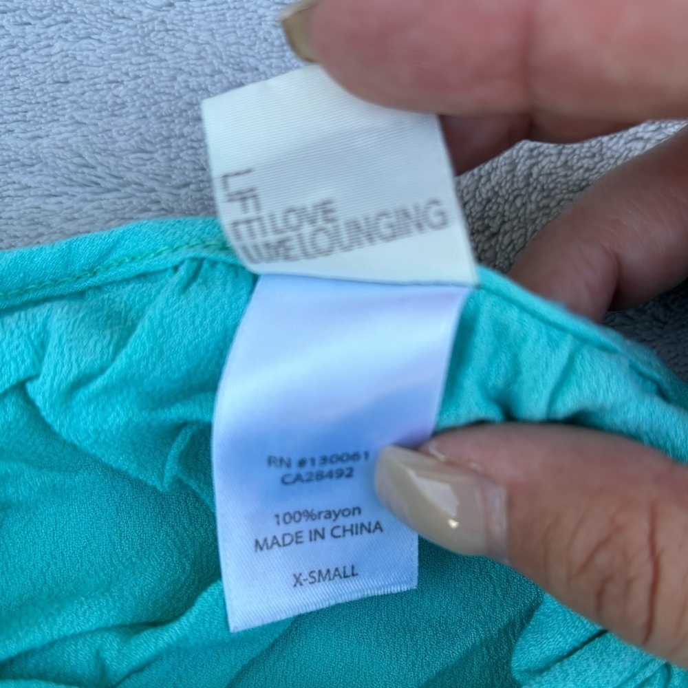 L’Space Spaghetti Strap Sundress Coverup Turquoise XSmall - Picture 6 of 6